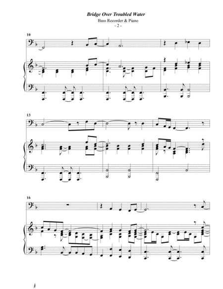 Simon Garfunkel Bridge Over Troubled Water For Bass Recorder Piano Page 2