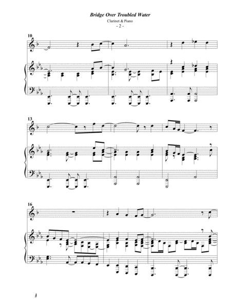 Simon Garfunkel Bridge Over Troubled Water For Clarinet Piano Page 2