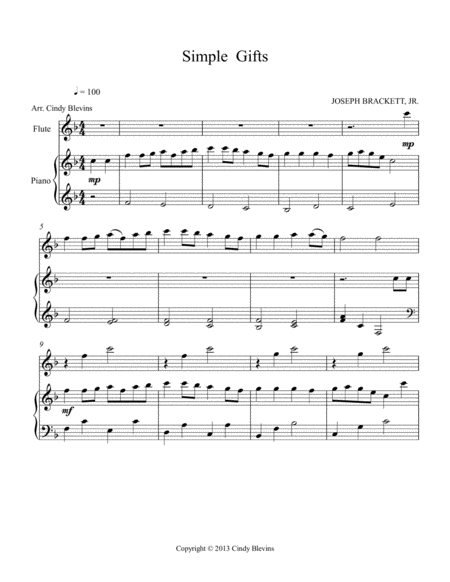 Simple Gifts Arranged For Piano And Flute Page 2