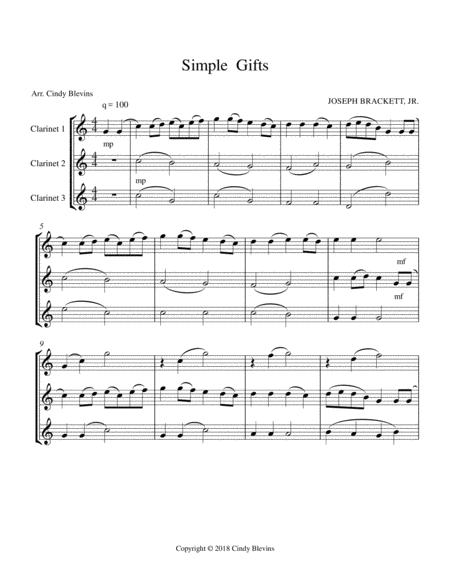 Simple Gifts Clarinet Trio Page 2