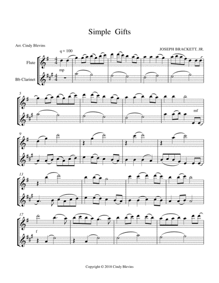 Simple Gifts Flute And Clarinet Page 2