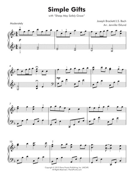 Simple Gifts Intermediate Piano Solo Page 2