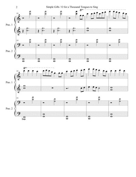 Simple Gifts O For A Thousand Tongues To Sing Piano Duet Page 2