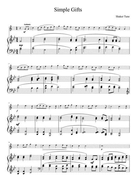 Simple Gifts Trumpet And Piano Page 2