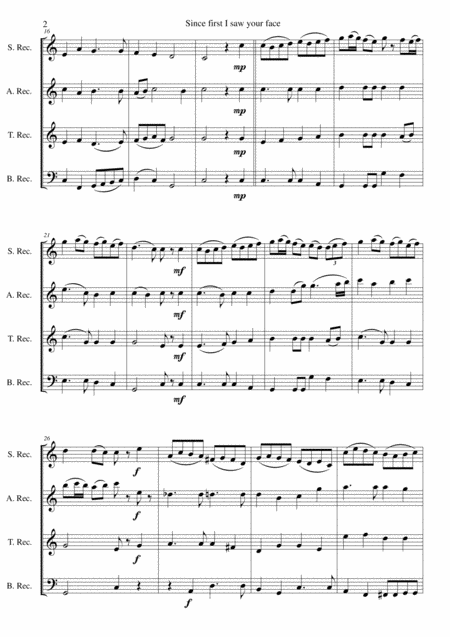 Since First I Saw Your Face With Variations For Recorder Quartet Page 2