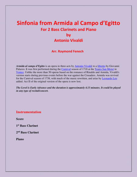 Sinfonia From Armida Al Campo D Egitto 2 Bass Clarinets And Piano Early Advanced Page 2