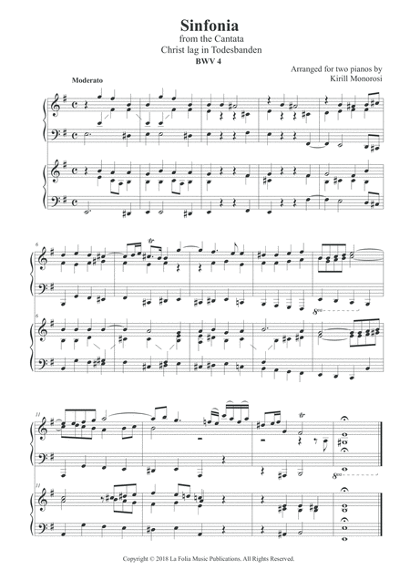 Sinfonia From The Cantata Christ Lag In Todesbanden Bwv 4 Arranged For Two Pianos Page 2