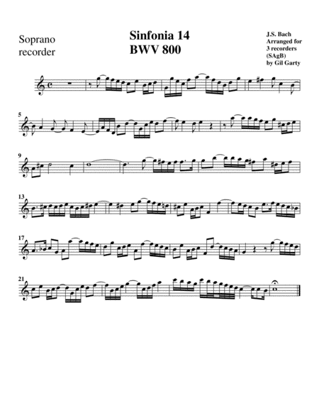 Sinfonia Three Part Invention No 14 Bwv 800 Arrangement For 3 Recorders Page 2