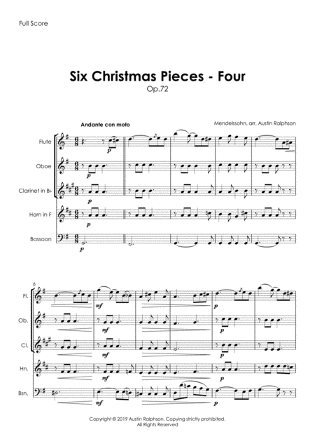 Six Christmas Pieces Sechs Kinderstcke Fr Das Pianoforte Op 72 Number 4 Of 6 Wind Quintet Page 2