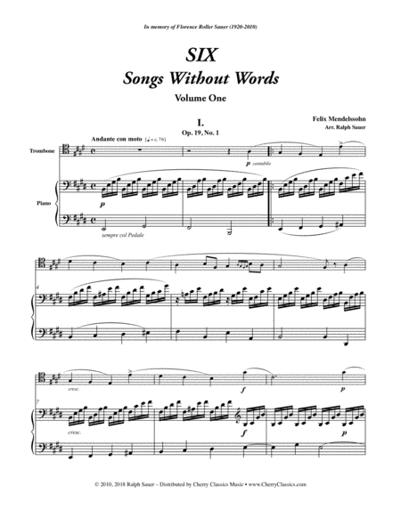 Six Songs Without Words For Trombone Piano Page 2