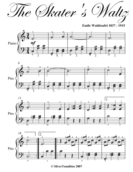 Skaters Waltz Easy Elementary Piano Sheet Music Page 2