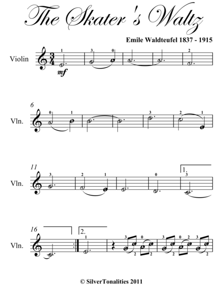 Skaters Waltz Easy Violin Sheet Music Page 2