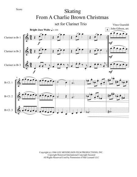 Skating From A Charlie Brown Christmas Clarinet Trio Page 2