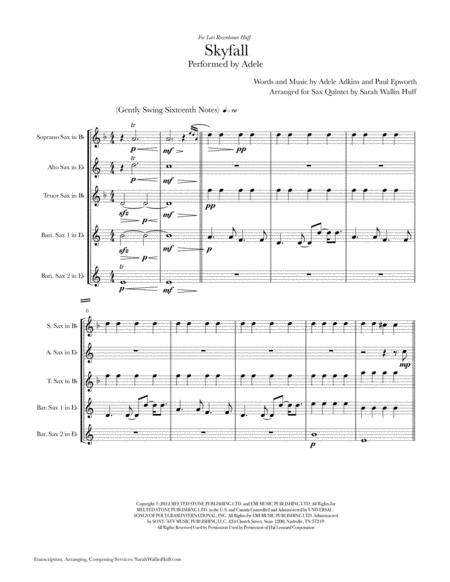 Skyfall Arrangement For Saxophone Quintet Page 2