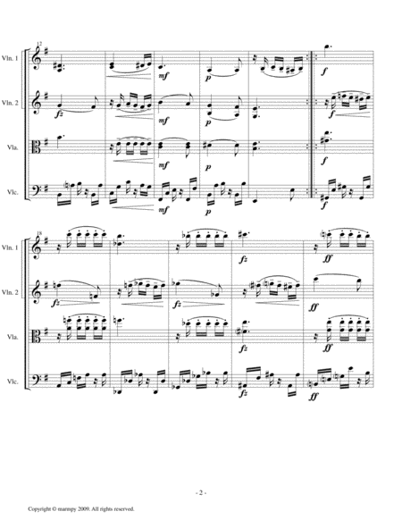 Slavonic Dance No 2 By Dvorak Arranged For String Quartet Page 2