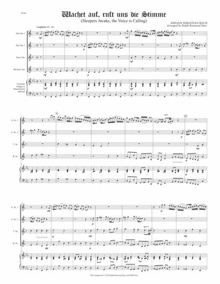 Sleepers Awake Wachet Auf For Saxophone Quartet Aatb Page 2