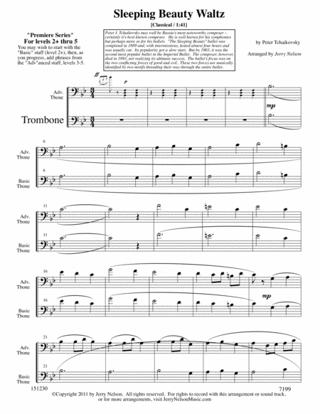 Sleeping Beauty Waltz Arrangements Level 2 Thru 5 For Trombone Written Acc Page 2