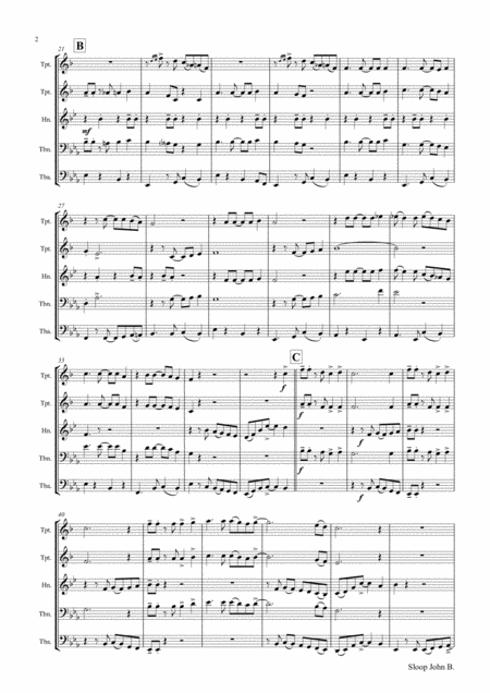 Sloop John B Caribian Folk Song Brass Quintet Page 2