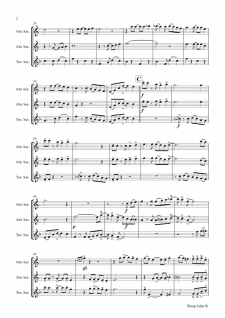 Sloop John B Caribian Folk Song Saxophone Trio Page 2