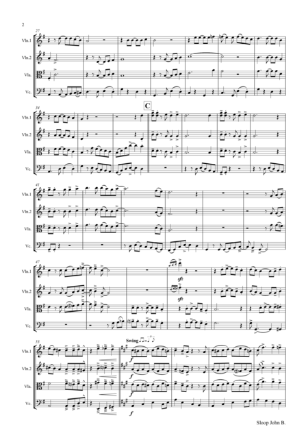 Sloop John B Caribian Folk Song String Quartet Page 2