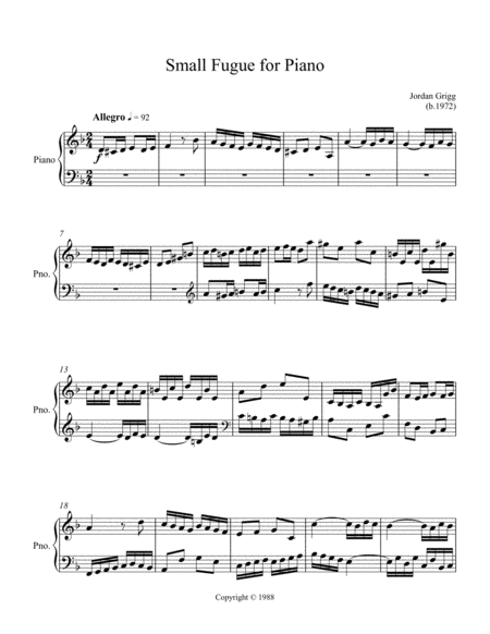 Small Fugue For Piano Page 2
