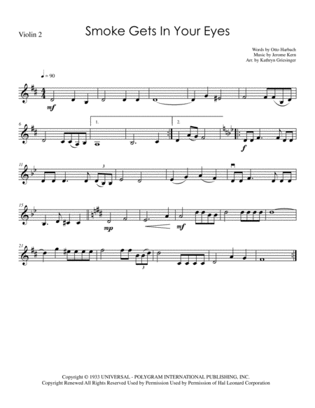 Smoke Gets In Your Eyes String Quartet Page 2