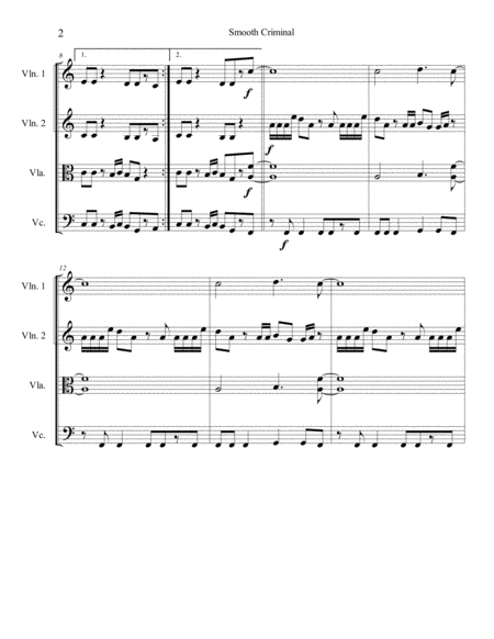 Smooth Criminal By Michael Jackson Arranged For String Quartet Page 2