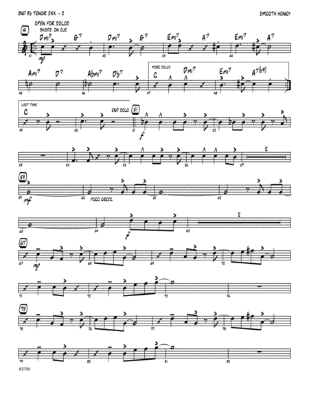 Smooth Honey Based On The Chord Changes To Satin Doll 2nd Bb Tenor Saxophone Page 2