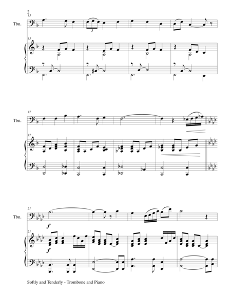 Softly And Tenderly Duet Trombone And Piano Score And Parts Page 2