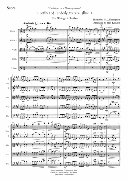 Softly And Tenderly Jesus Is Calling For String Orchestra Page 2