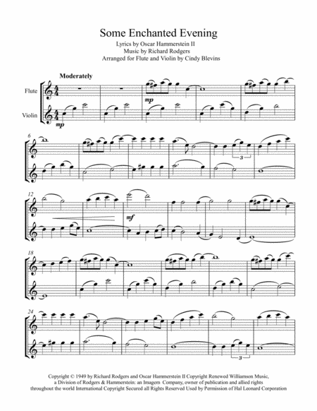 Some Enchanted Evening Arranged For Flute And Violin Page 2