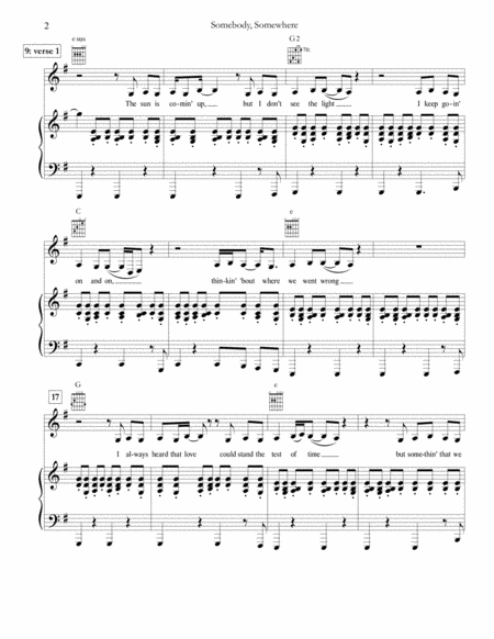 Somebody Somewhere Chicago Piano Vocal Guitar Page 2