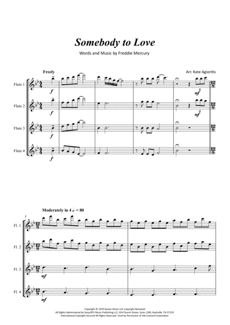 Somebody To Love Flute Quartet Page 2