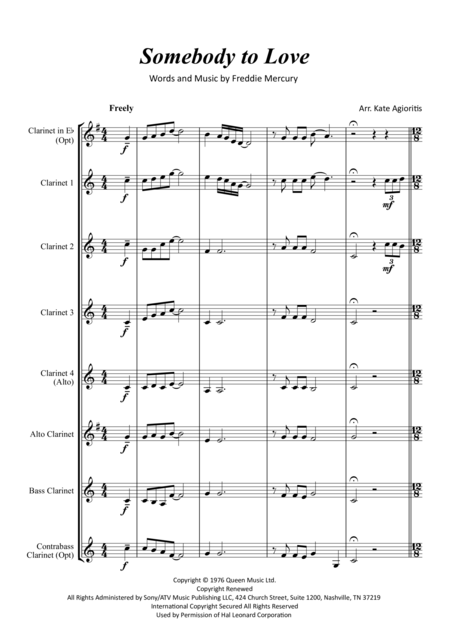 Somebody To Love For Clarinet Choir Page 2