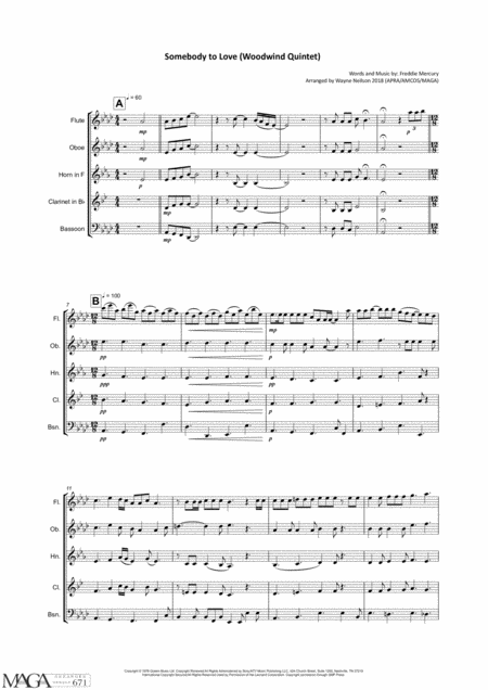 Somebody To Love For Woodwind Quintet Page 2