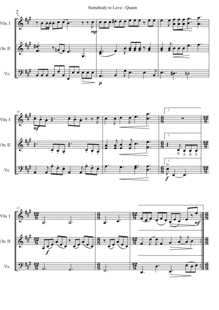 Somebody To Love Queen Arranged For String Trio Page 2