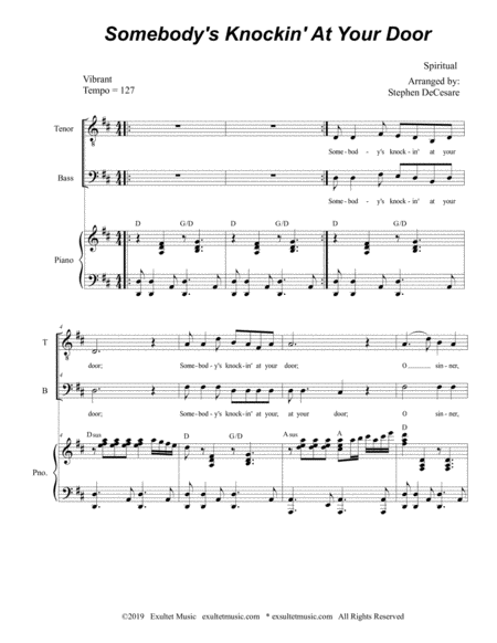 Somebodys Knockin At Your Door For 2 Part Choir Tb Page 2