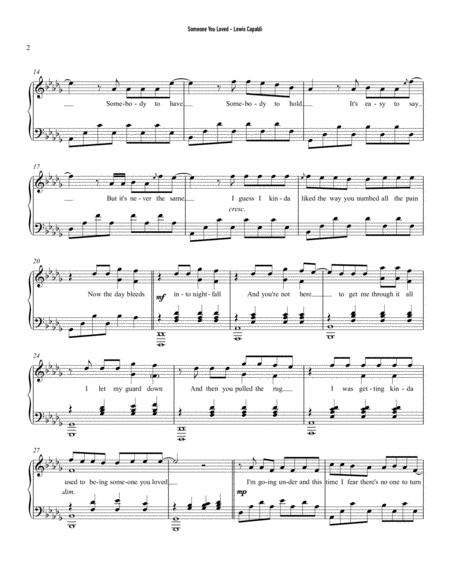 Someone You Loved Lewis Capaldi Piano Vocal Page 2