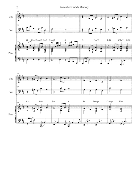 Somewhere In My Memory Duet For Violin And Cello Page 2