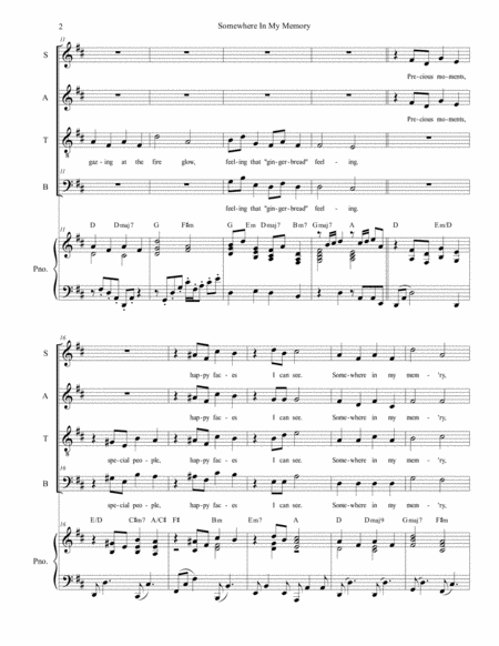 Somewhere In My Memory For Vocal Quartet Satb Page 2