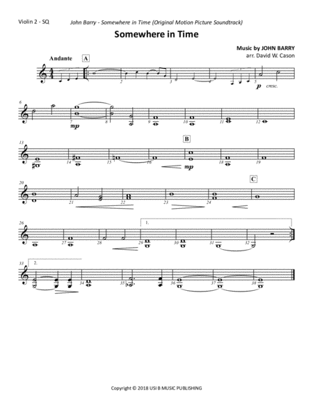 Somewhere In Time Theme String Quartet Page 2