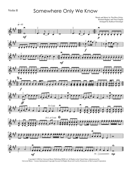 Somewhere Only We Know String Quartet Page 2