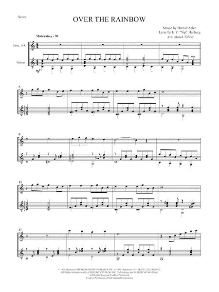 Somewhere Over The Rainbow For Guitar And Instruments In C Bb Eb Page 2