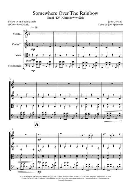 Somewhere Over The Rainbow String Quartet Page 2