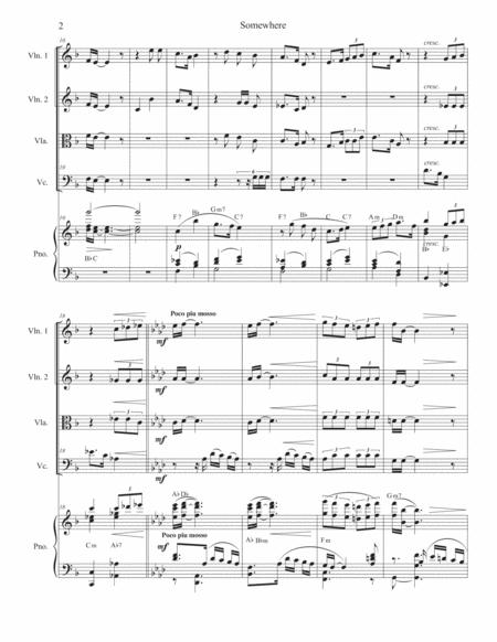 Somewhere String Quartet And Piano Page 2