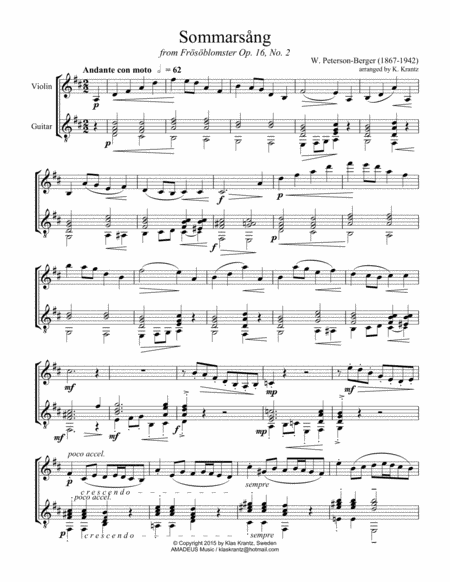 Sommarsng Summer Song For Violin And Guitar Page 2