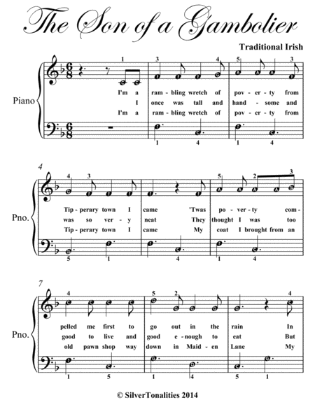 Son Of A Gambolier Easy Piano Sheet Music Page 2