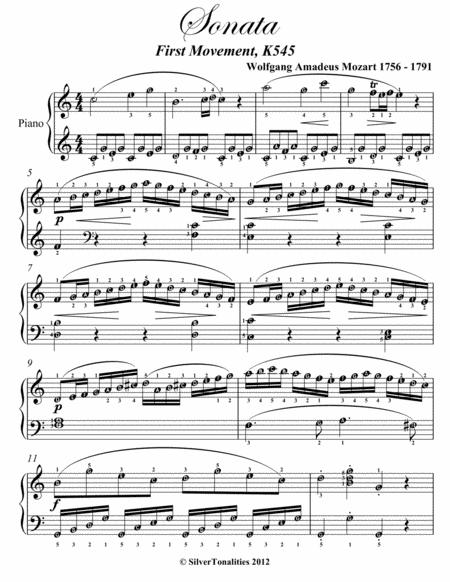 Sonata First Movement K545 Elementary Piano Sheet Music Page 2