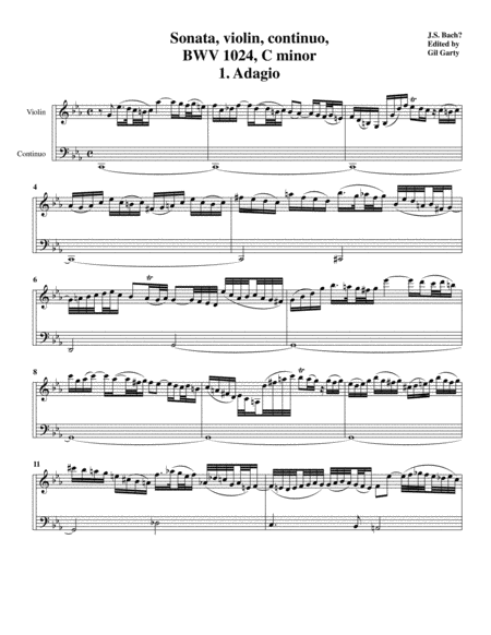 Sonata For Violin And Continuo Bwv 1024 C Minor Page 2