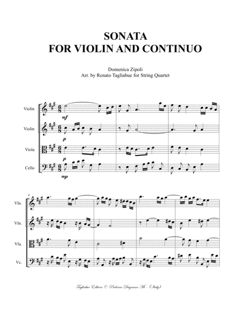 Sonata For Violin And Continuo D Zipoli Arr For String Quartet Page 2